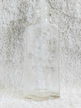 Vintage 5 3/4" Clear Glass 85% Frosted Bottle with MM's in As Seen Condition!!
